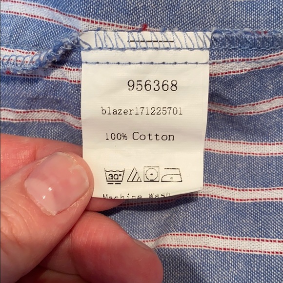 SHEIN Blue/White Striped Open Front Blazer - Picture 14 of 15